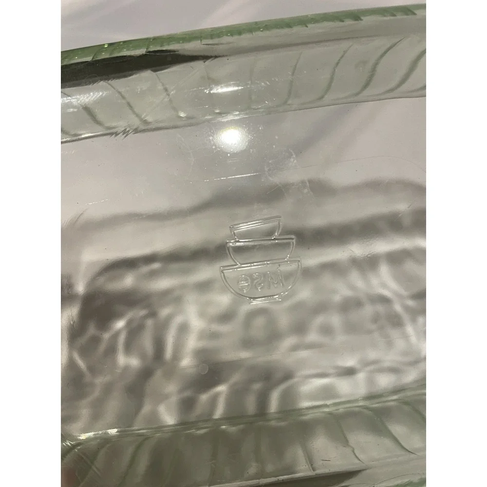 Vintage Pyrex Glass Loaf Pan Green Rim May‎ Glow UV Reactive Untested